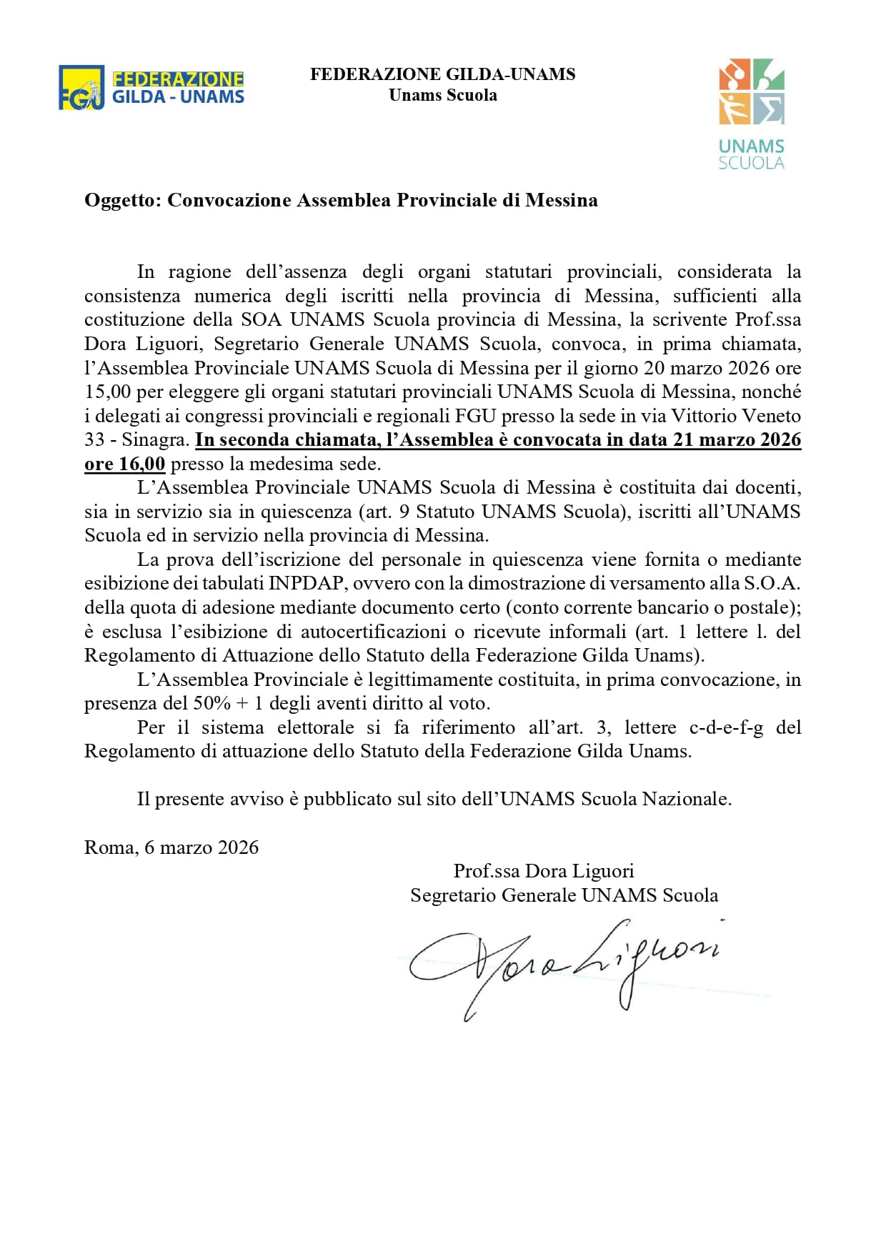 CONGRESSO PROVINCIALE UNAMS SCUOLA MESSINA
